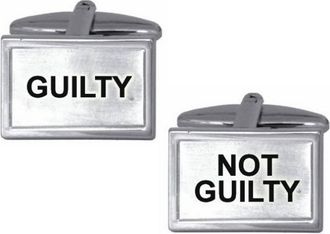 Zennor Mens Guilty Not Guilty Cufflinks - Silver/Black