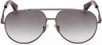 Christian Louboutin 61mm Pilot Sunglasses in Gunmetal /Zeiss Smoke Red at Nordstrom