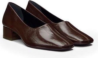 Reformation Inez Square Toe Pump in Espresso Eel at Nordstrom, Size 9.5