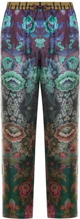 Pierre-Louis Mascia Aloe Broeken Silk - Dames - Straight fit broeken - Veelkleurig - XS - Leer - Broeken