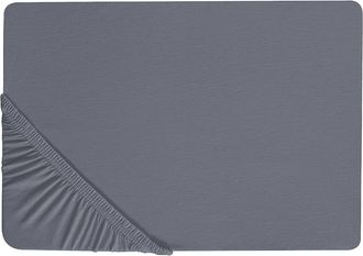 Beliani S&aacute;bana De Algod&oacute;n Gris Oscuro 200 X 200 Cm Ajustable Bordes El&aacute;sticos S&oacute;lido Janbu