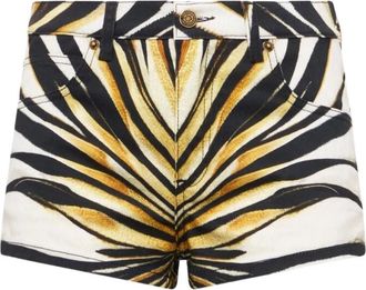 Roberto Cavalli Ray Of Gold Print Denim Shorts - Dames - Denim shorts - Veelkleurig - XL - Denim - Korte Broeken