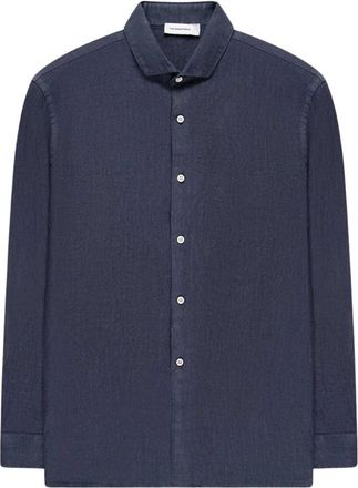 The Goodpeople Heren, Overhemden, Blauw, Maat: M Linnen
