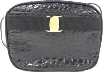 Ferragamo Pre-owned Cross Body Bags, female, Black, Size: ONE SIZE Pre-owned Leather shoulder-bags