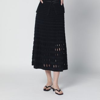 SIMKHAI Drue Black Midi Skirt In Openwork Knit