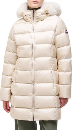 Colmar Nude High Collar Fur Trim Quilted Down Jacket