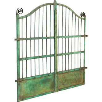 Biscottini International Puerta Exterior De Hierro Forjado 115x115x5 Cm Puerta Con Acabado Antiguo Puerta Exterior De Jard&iacute;n De Pieza &Uacute;nica Verde