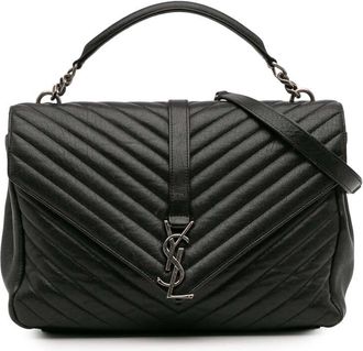 Saint Laurent Pre-owned Saint Laurent Large Chevron Sheepskin Monogram College Bag IND392738 0316