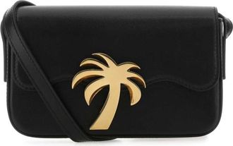 Palm Angels Black Leather Palm Beach Bridge Crossbody Bag