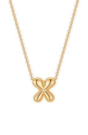 Brook & York Mini Pippa Bubble Initial Pendant Necklace in Gold X at Nordstrom