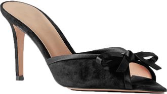 Generic Black,4.5 UK,Womens Satin Sandals Peep Open Toe Stiletto High Heels Slingback Slip-On Mule Pumps with Bow Comfortable Formal Wedding Party Dress Shoes