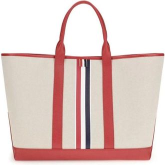Thom Browne Borsa Tote in Tela a Righe - - Bags - Uomo - Multicolore - ONE SIZE