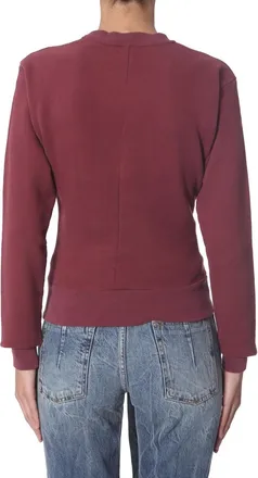 Unravel Asymmetrical Crew Neck Cotton Sweatshirt - Bordeaux
