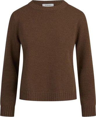 KANGRA Ronde hals gebreid - Dames - Ronde hals truien - Bruin - S - Wol - Truien & Vesten