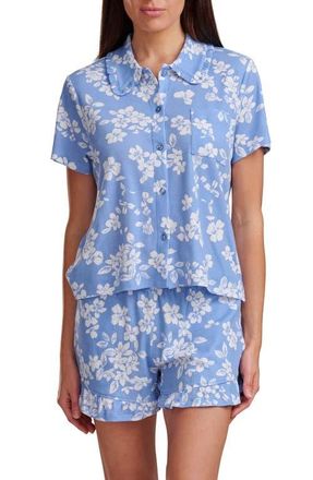 Splendid Ruffle Collar Short Pajamas in Hydrangea Floral at Nordstrom, Size Medium