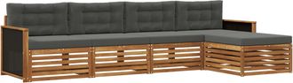 vidaXL Conjunto De Sof&aacute;s De Exterior 5 Uds. Natural Y Antracita Vidaxl