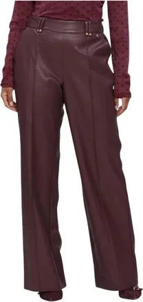 Nukus Jill Pants PU - Dames - Wijde Broeken - Rood - M - Broeken