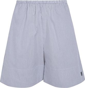 By Malene Birger Gestreepte Wijde Pijpen Broek - Dames - Korte Broeken - Wit - XS - Korte Broeken
