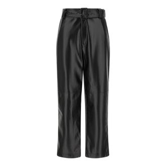 Twinset Gecoate Stoffen Broek - Dames - Vrijetijds broeken - Zwart - M - Leer - Broeken