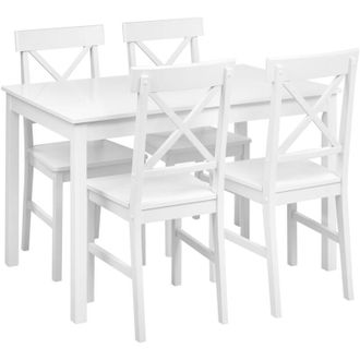 Beliani Beliani - Set da pranzo tavolo e 4 sedie cottage rustico in legno di pioppo bianco Barlee