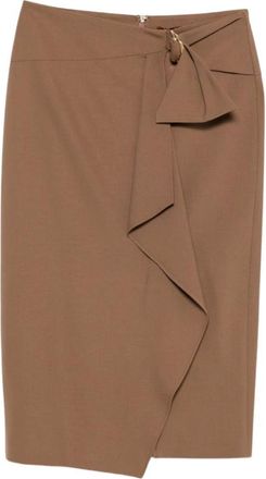 Max Mara Rokken, Dames, Bruin, M, Wol, Fenice Ruche Wikkelrok