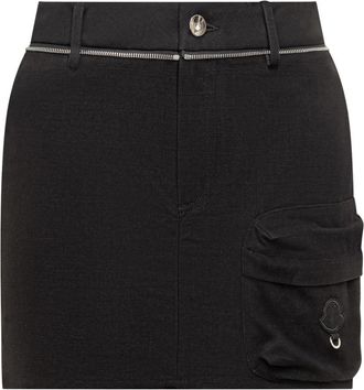 Moncler Willow Smith Logo Patch Mini Rok - Dames - Korte rokken - Zwart - 2XS - Katoen - Rokken