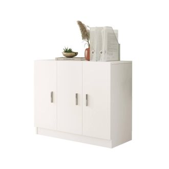 Dmora Armario Multiuso Grande Olana, Perchero, 2 Estantes, Puertas Batientes, 89x74h Cm Blanco