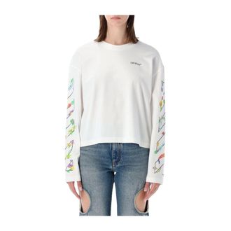 Off-white Long Sleeve Tops, female, White, Size: XS Diag Glowing Flower Long-Sleeve Tee