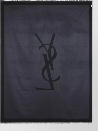 Saint Laurent silk logo-jacquard fringed scarf