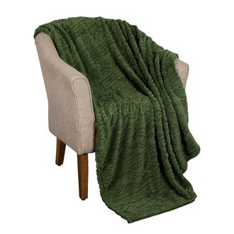 Superior Arctic Boho Knit Jacquard Fleece Throw Blanket Medium Weight Fluffy Bedding by Superior