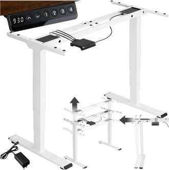 TecTake Tectake - Telaio per scrivania regolabile in altezza Twain 110-168 x 60 x 60-125 cm - Scrivania regolabile in altezza, supporto tavolo regolabile in