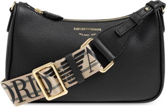 Emporio Armani Schoudertas met Gedrukt Logo - Dames - Schoudertassen - Zwart - ONE Size - Leer - Tassen