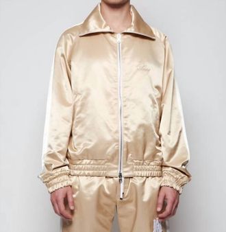 Amiri Zip Track Stripe Jacket In Champagne White