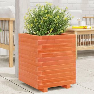 vidaXL Vidaxl - Jardinera Madera Maciza De Pino Marr&oacute;n Cera 40x40x49,5 Cm