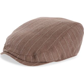Open Edit Pinstripe Driving Cap in Brown at Nordstrom, Size Large
