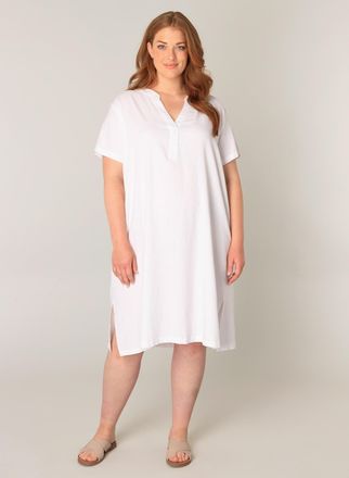Base Level Curvy Tunikakleid BASE LEVEL CURVY Yacinthe, Damen, Gr. 54/56, N-Gr, weiss (natural wei&szlig;), Web, Obermaterial: 55% Leinen, 45% Viskose, gerade knielang, Sera