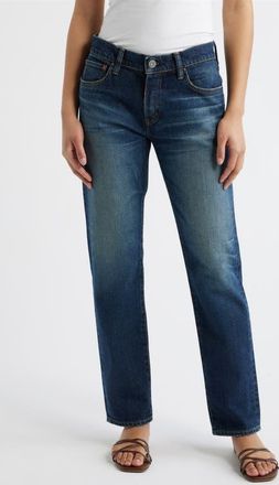 Moussy Vintage Leverett Slim Straight Leg Jeans in Dark Blue at Nordstrom, Size 23