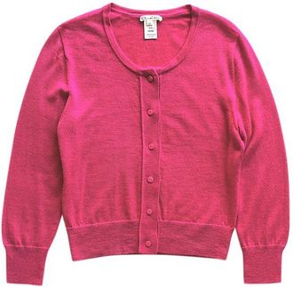 Oscar De La Renta Pink Silk-Cashmere Cropped Fine Knit Cardigan Size S