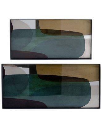 Sagebrook Home Set Of 2 Glass Trays