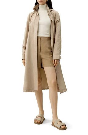 LilySilk Silk Taffeta Water-Repellent Coat in Gravel Gold at Nordstrom, Size X-Large L
