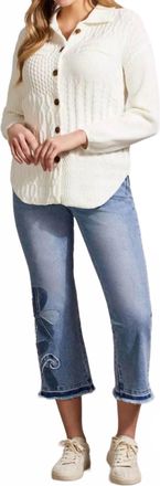 Tribal Patchwork Shacket With Contrast Buttons In Eggshell