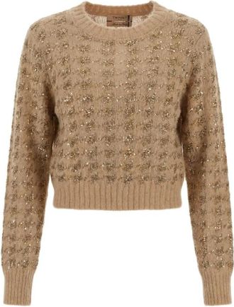 Twinset 262Tp 336113825 Twinset - Dames - Ronde hals truien - Bruin - L - Truien & Vesten