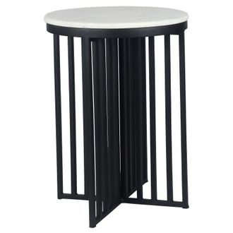 Vente-Unique Vente-unique - Tavolo supplementare in Marmo e Metallo Bianco e Nero - lilea
