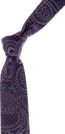 Canali Purple Medallions/Solid Reversible Silk Tie