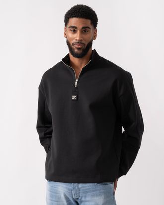 HUGO BOSS Mens Danovotop Sweatshirt in Black Cotton - Size X-Large