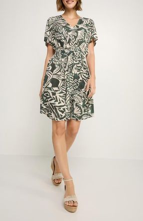 Lascana Womens Print V-Neck Dress in Green Ivory at Nordstrom, Size 14