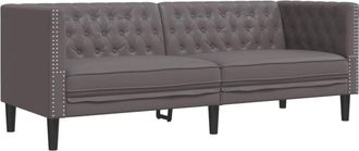 vidaXL Vidaxl - Sofá Chesterfield de 3 plazas cuero artificial gris