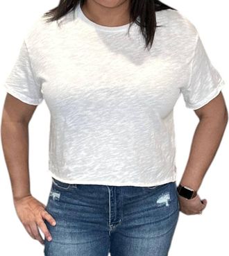 bobi Raw Edge Cropped Tee Shirt In Cream
