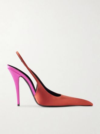 Saint Laurent D&eacute;collet&eacute; Slingback In Raso Deroche - Rosa