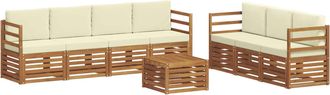 vidaXL Juegos De Sof&aacute;s 8 Uds. Natural Y Crema Madera De Acacia S&oacute;lida Vidaxl